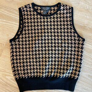 Silk Blend Houndstooth Vest Size Medium